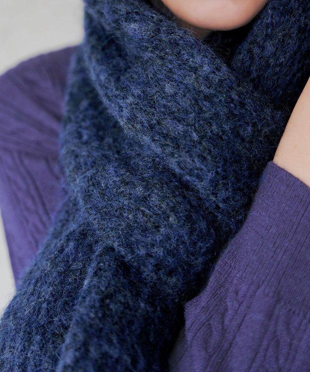 Tiaclasse リブ編みマフラー ブルー