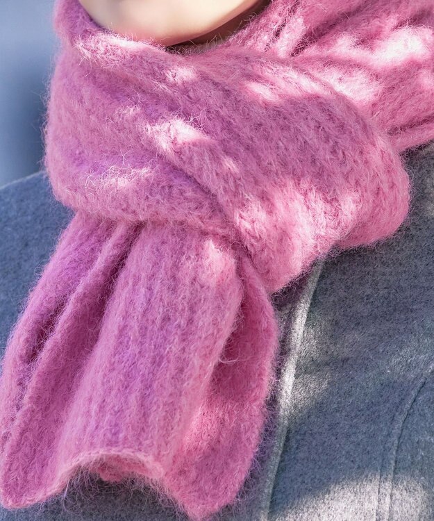 Tiaclasse リブ編みマフラー ピンク