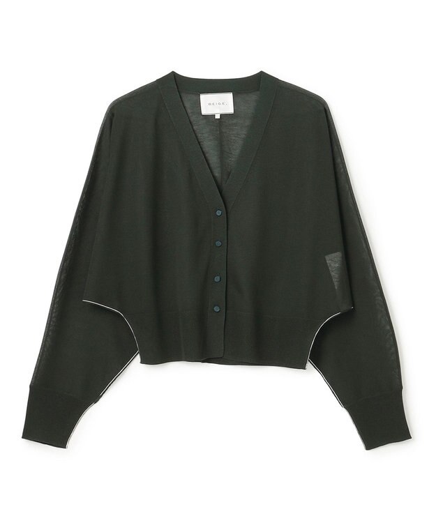 BEIGE， 【洗える】MOISE / 2WAYドルマンカーディガン Forest Green × White