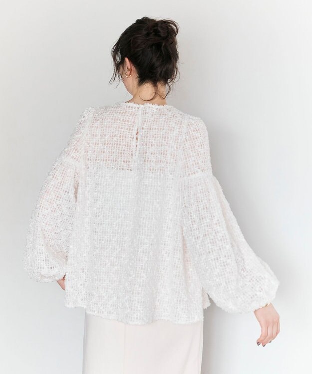 #Newans 【洗える】フィラッフィギャザースリーブブラウス ホワイト