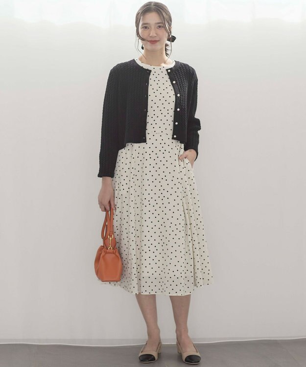 組曲 ドットジョーゼットプリント ワンピース アイボリー系5