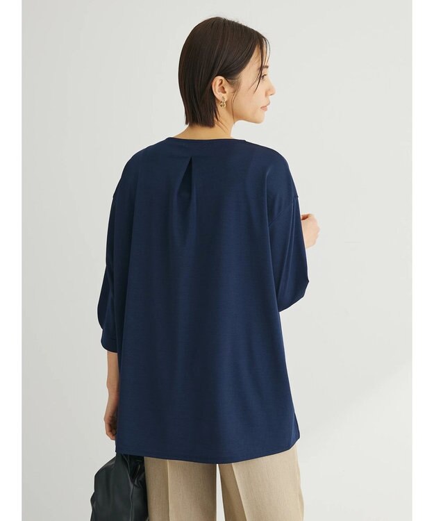 Green Parks バー付き７分袖ブラウソー Navy