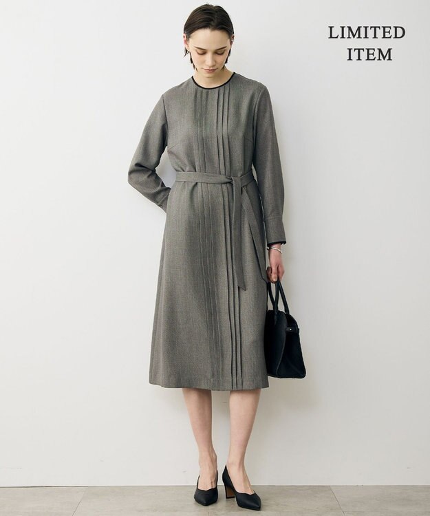 ICB L 【WEB限定】ツイードタックワンピース ブラウン系