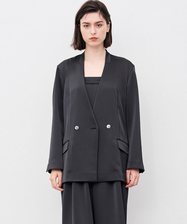 uncrave シャイニーダブルサテン ジャケット スレート