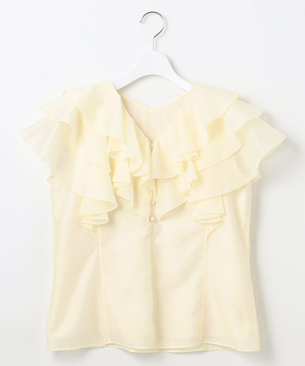 Feroux 【洗える】エアリーフリル ブラウス アイボリー系