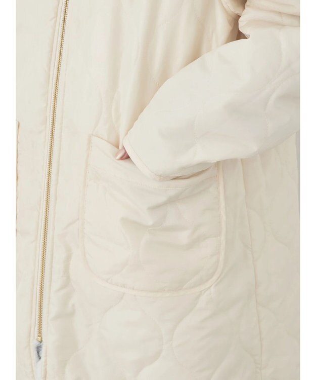 earth music&ecology ファー＆キルティングリバーシブルコート Ivory