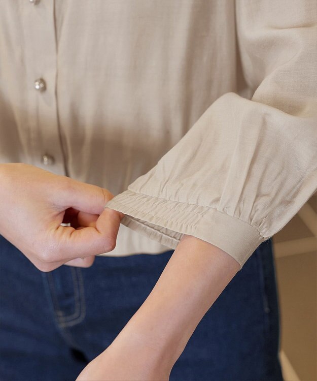 Tiaclasse L 【洗える】パールボタンシアーブルゾン ベージュ