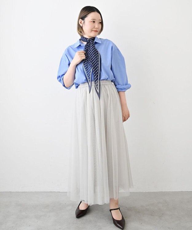 Marca ＜洗えるシルク＞ドット 菱形スカーフ Marcaオリジナル ウォッシャブルシルクローン ネイビー