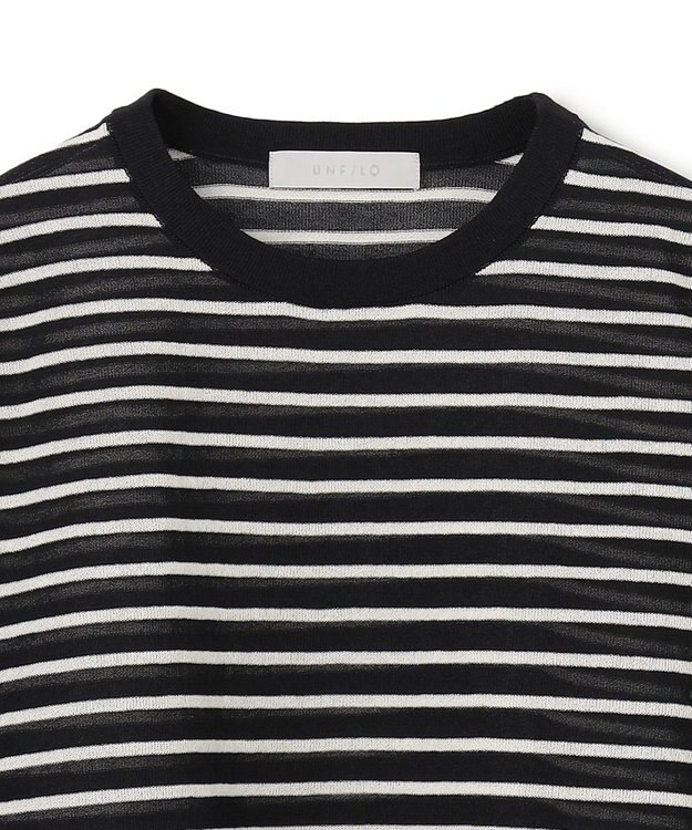 UNFILO シアーフォルムニット ボーダー ブラック×ベージュ