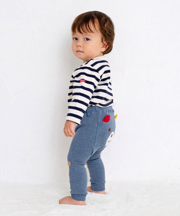 MIKI HOUSE HOT BISCUITS 【70-100cm】 顔ドン のびのび ベビースパッツ インディゴブルー