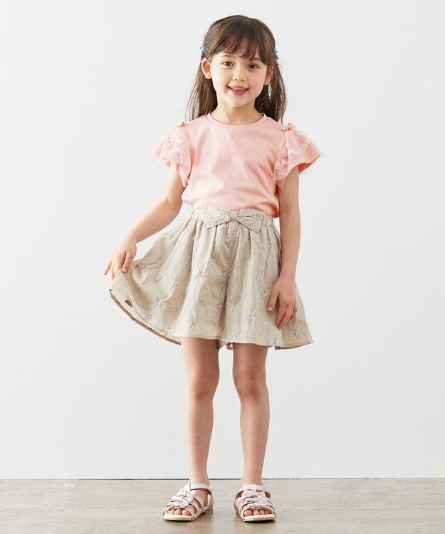 ANY KIDS フラワーチュール半袖Tシャツ ピンク系