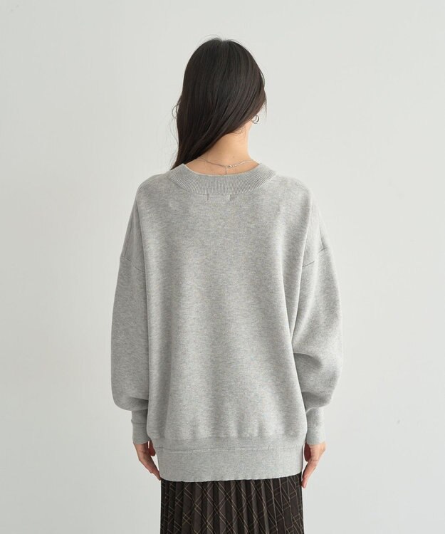 earth music&ecology 【洗濯機洗い可】スウェットライクロゴニットプルオーバー 杢グレー