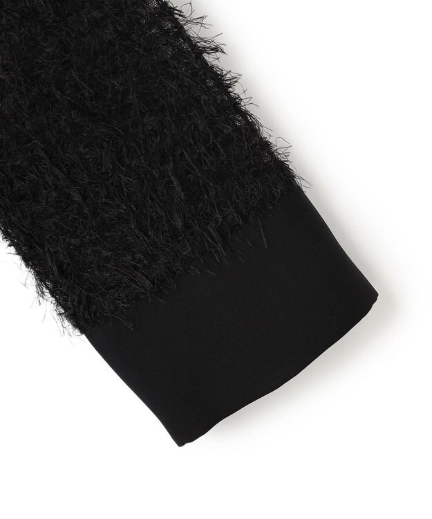 ICB L 【洗える】 フェザーチュール ブラウス ブラック系