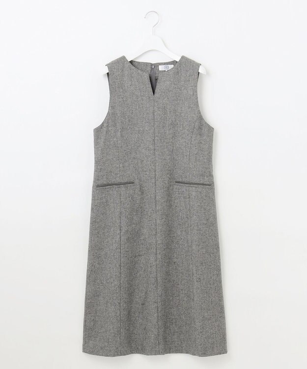 J.PRESS LADIES T/W シャブレーツイル ジャンパースカート ライトグレー系