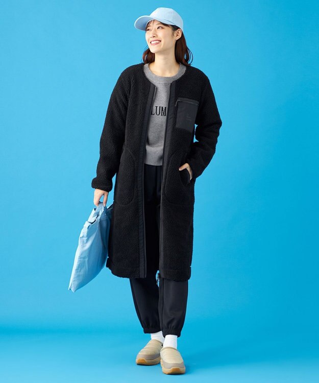 SHARE PARK LADIES 【LADIES】ボアフリースロングカーディガン ブラック