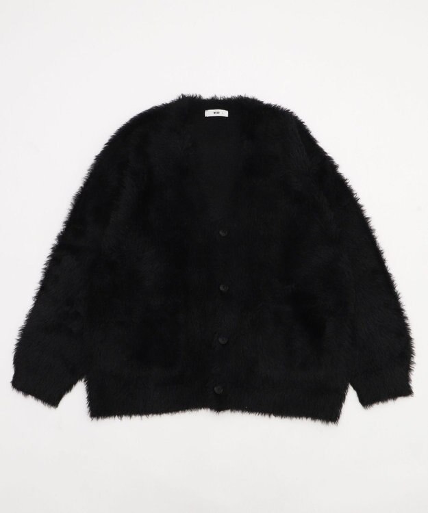 WEGO 【2025秋冬新作/ユニセックス着用ITEM/SMLサイズ展開】フェザーニットカーディガン ブラック