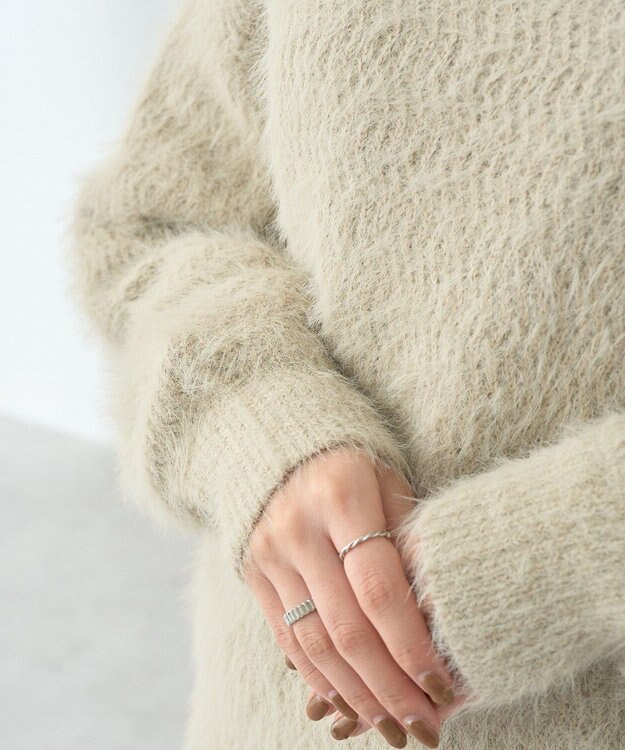earth music&ecology モヘヤライクレースニット Beige
