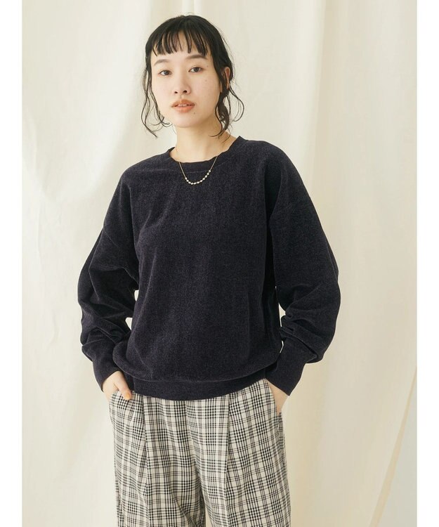 CRAFT STANDARD BOUTIQUE シェニールヤーンニットプルオーバー Navy
