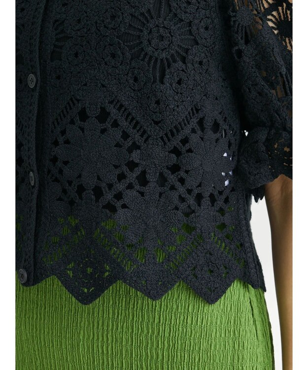 Green Parks ・ＳＵＧＡＲ　ＳＰＯＯＮ　２ｗａｙクロシェカーディガン Black