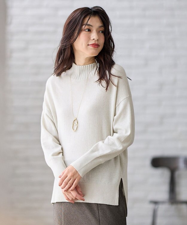 ANY 【手洗い可】イタリーヤーンウールカシミヤミックスプルオーバー オイスター