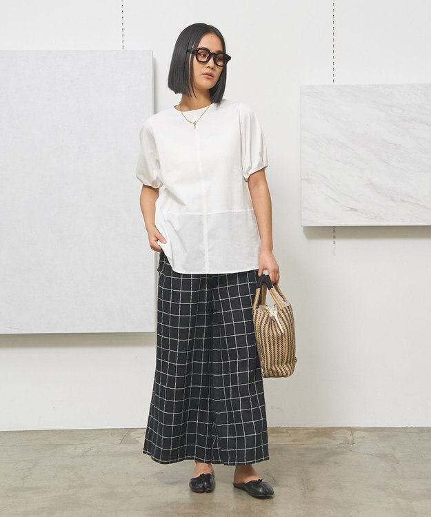 J.PRESS YORK STREET 【WOMEN】ファブリックヘムジャージ プルオーバー ホワイト系