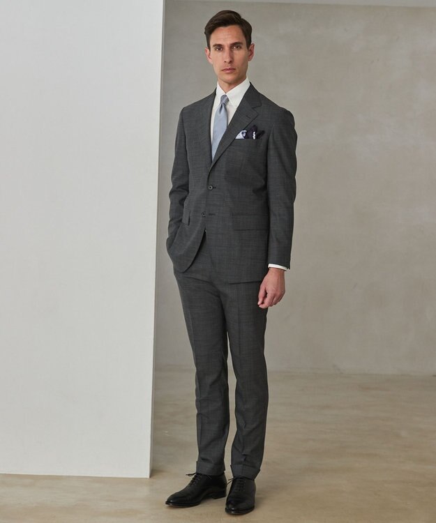 GOTAIRIKU 通年素材【横伸度15％のストレッチ】タスマニア100% SUPER120'sスーパーストレッチ トロピカルスーツ ライトグレー系8