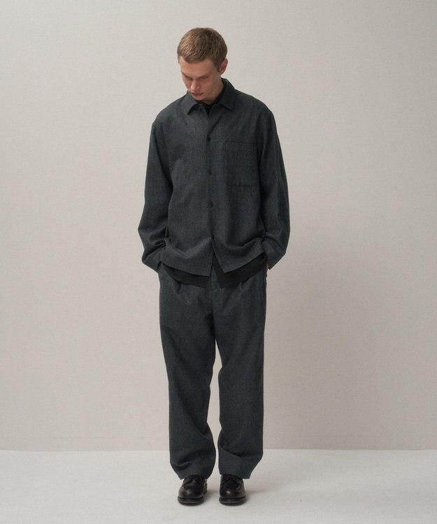 ATON LINEN WOOL TWILL | ルーズフィットパンツ - UNISEX CHARCOAL GRAY