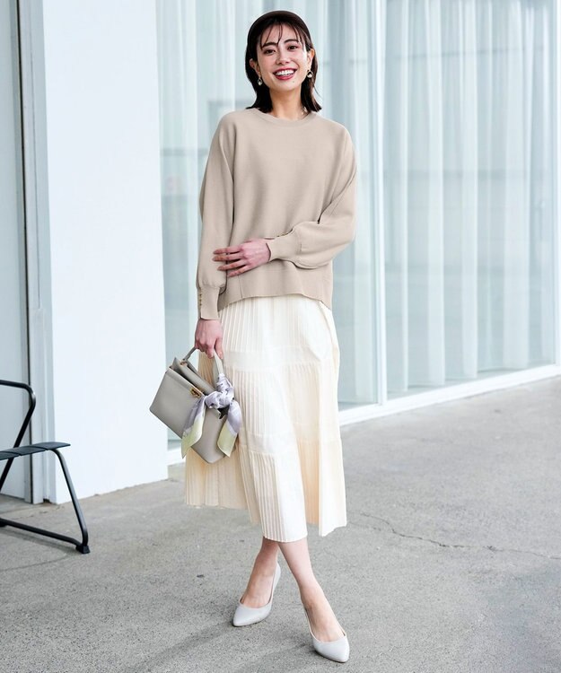 ANY SIS L 【花粉リリース】ドルマン ニット グレージュ