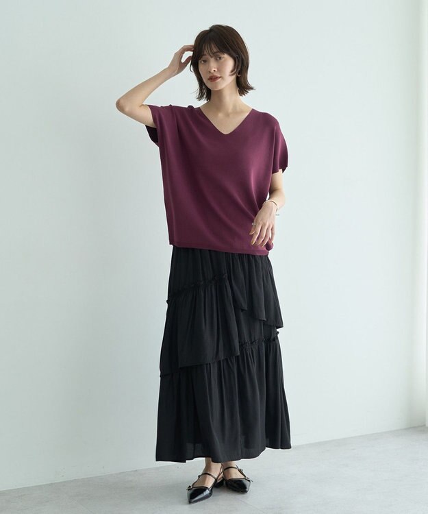 YECCA VECCA Vネックドルマンニット Camel