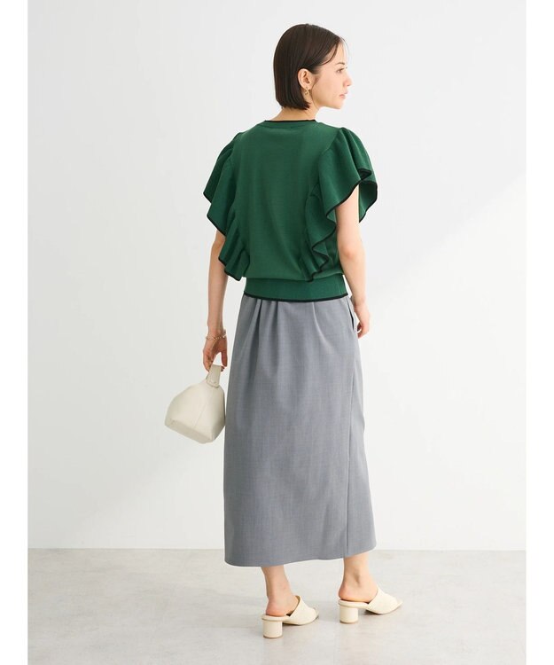 Green Parks 配色フリルニットプルオーバー Green