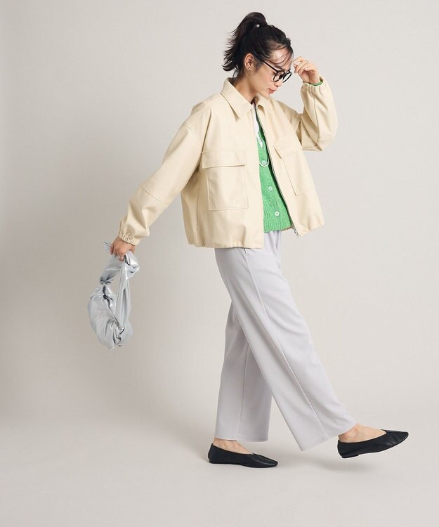 Green Parks フェイクレザージャケット Ivory