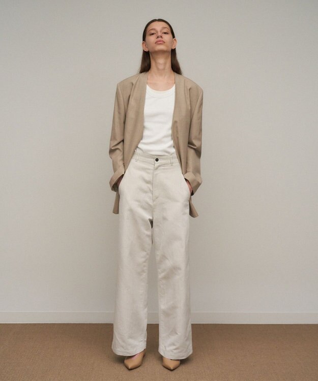 ATON WOOL SILK TWILL | カラーレスジャケット TOP BEIGE