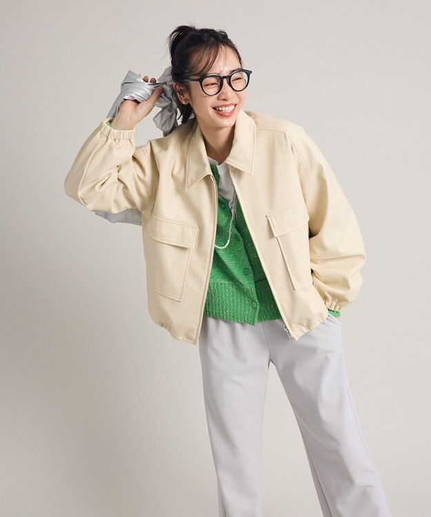 Green Parks フェイクレザージャケット Ivory