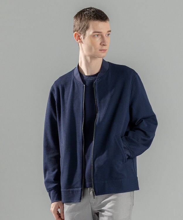 JOSEPH HOMME 新色追加【オリジナル素材/シワになりにくい】ライトタックジャージー ジップアップブルゾン ネイビー系