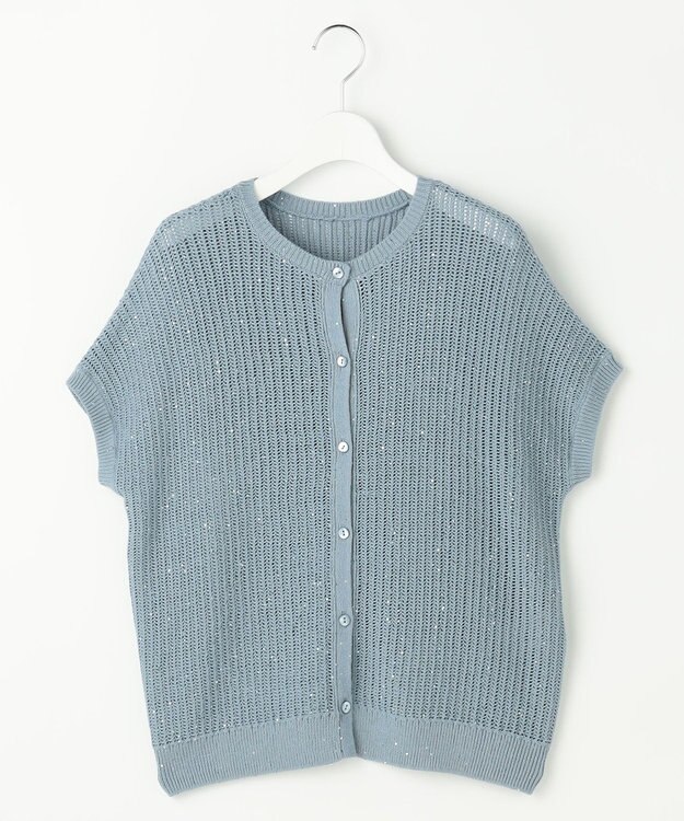 自由区 S 【WEB限定・2点SET・着回し3WAY以上】セットアップニット・スカート ブルー×ライトグレー