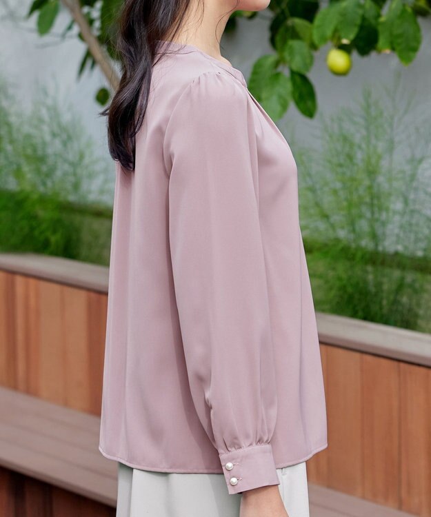 Tiaclasse 【洗える】スキッパー衿ボタンブラウス ピンク