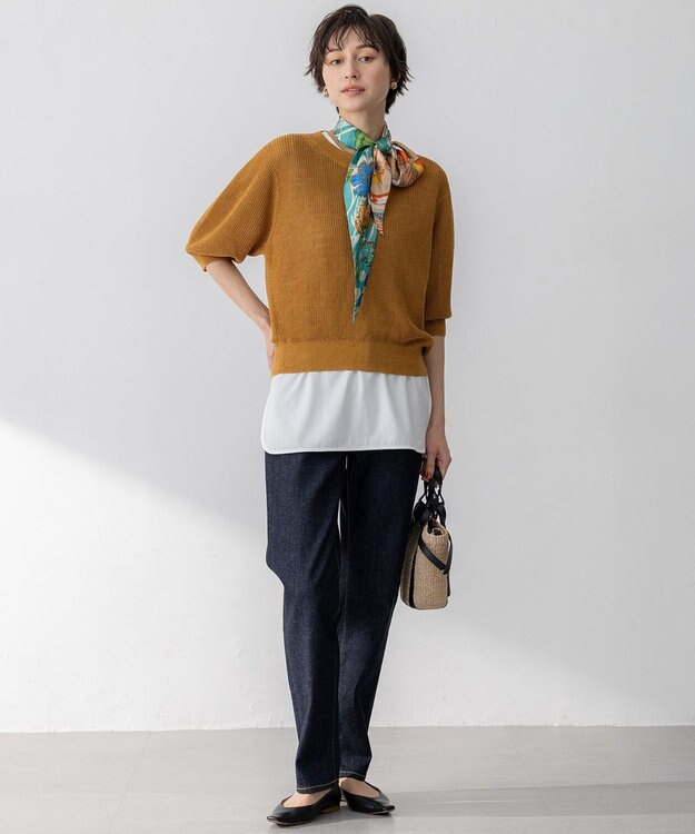 23区 manipuri コラージュブルーム/ダングルベルト ダイヤ シルク スカーフ オレンジ系