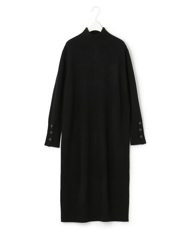 ICB L 【WEB限定カラーあり】 ソフトカシミヤミックス ハイネックワンピース ブラック系