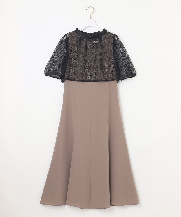 ANY SIS 【Lily Calin】レーストップス×マーメイド ドレス セット ブラック×モカ