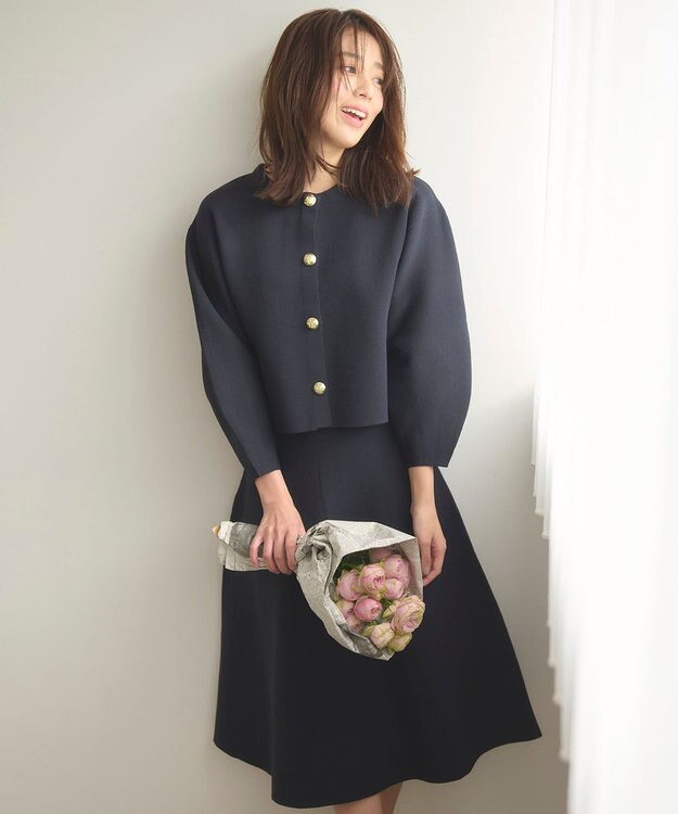 Feroux 【セットアイテム】パフスリーブニット セットアップ ネイビー系