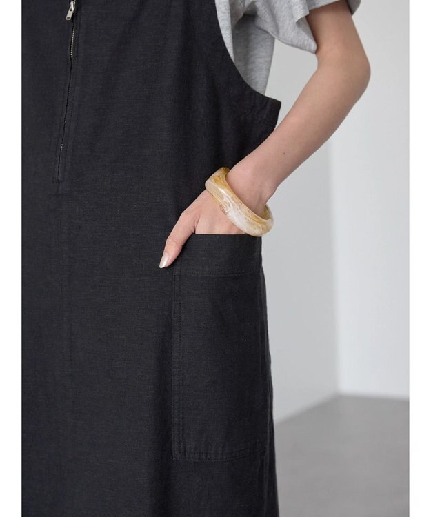 AMERICAN HOLIC リネンブレンドＩラインジャンバースカート Black