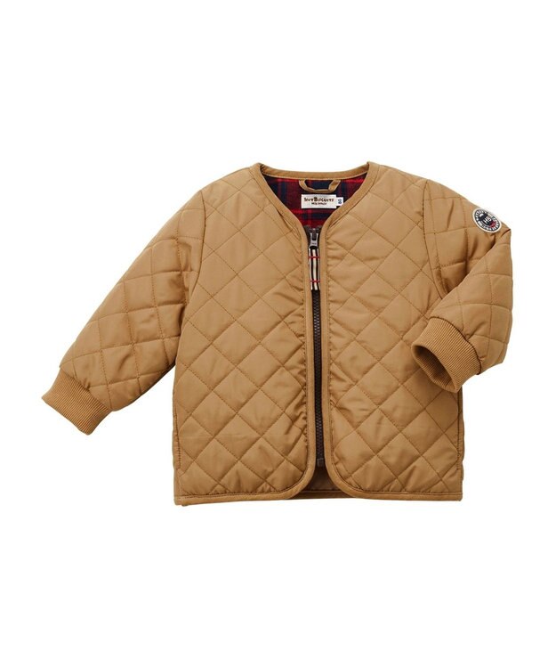 MIKI HOUSE HOT BISCUITS 【80-120cm】 抗菌・抗ウィルス ノーカラー キルティング 中綿ジャンパー キャメル