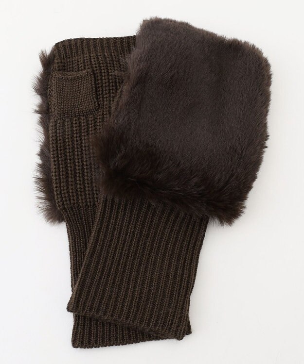 ICB ファー手袋 ダークブラウン系