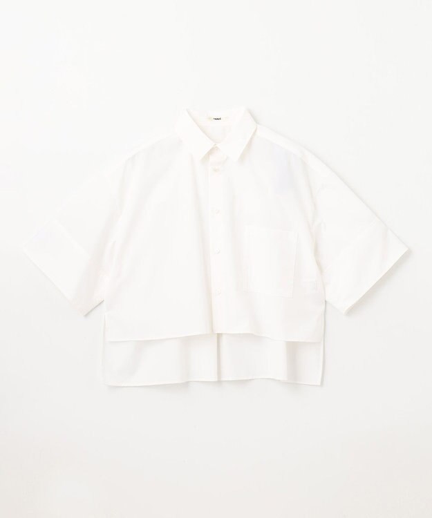 NAVE 【ReNAVE・セットアップ可/洗える/接触冷感/UVケア】コットンポリブロード クロップドシャツ ホワイト系