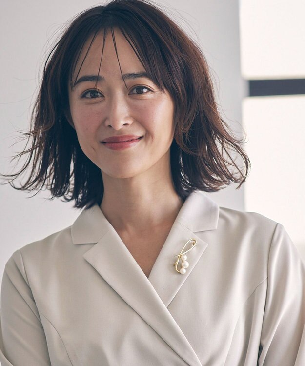 ANY SIS メタルラインパール調 ブローチ ライトゴールド