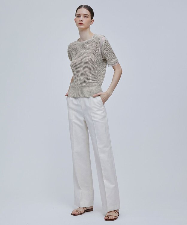 BEIGE， OLIVIER / 半袖ニット Flax