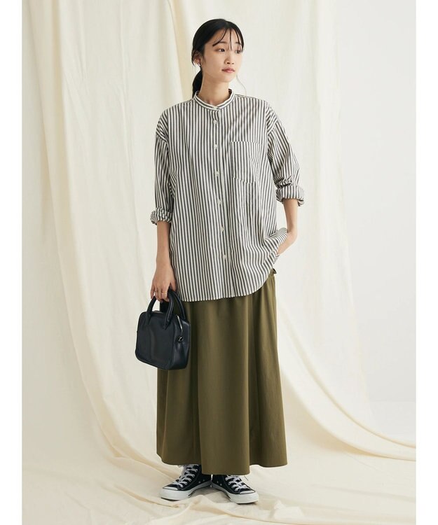 CRAFT STANDARD BOUTIQUE バンドカラーシャツ Stripe Gray