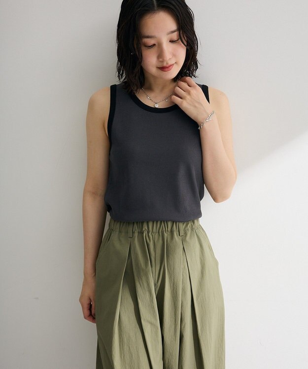 Green Parks 【適ON】配色タンクトップ Gray