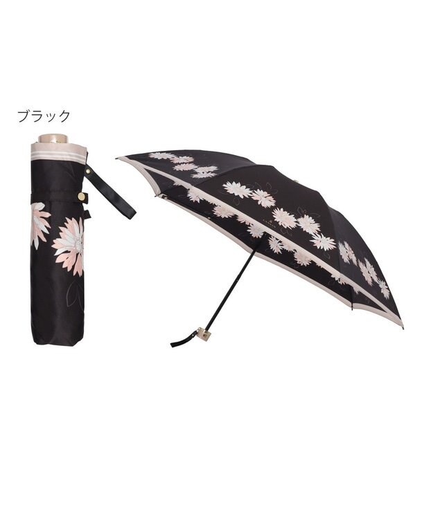 MOONBAT 【雨傘】ランバン　オン　ブルー (LANVIN en Bleu) 花柄 プリント 折りたたみ傘 ブラック