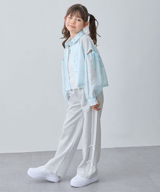 ANY KIDS シアーチェックシャツ サックスブルー